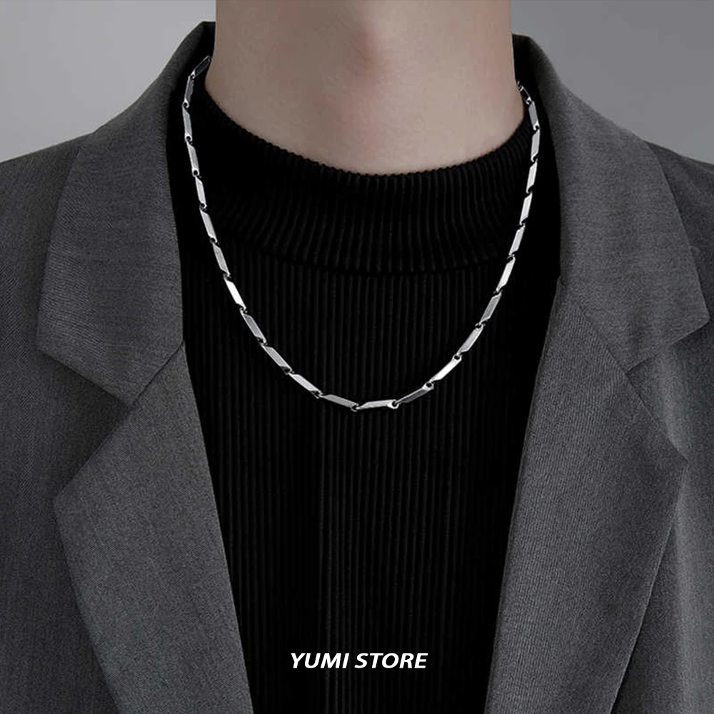 Hip Hop Ins Titanium Steel Diamond Shaped Mobius Necklace For Man Woman Non Fading Clavicle Chain Minimalist Couple Jewelry