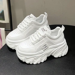 ZOKI Chunky Platform Sneakers for Women Spring Lace-Up Thick Bottom Casual Shoes Woman White Breathable Ladies Sneaker Shoes