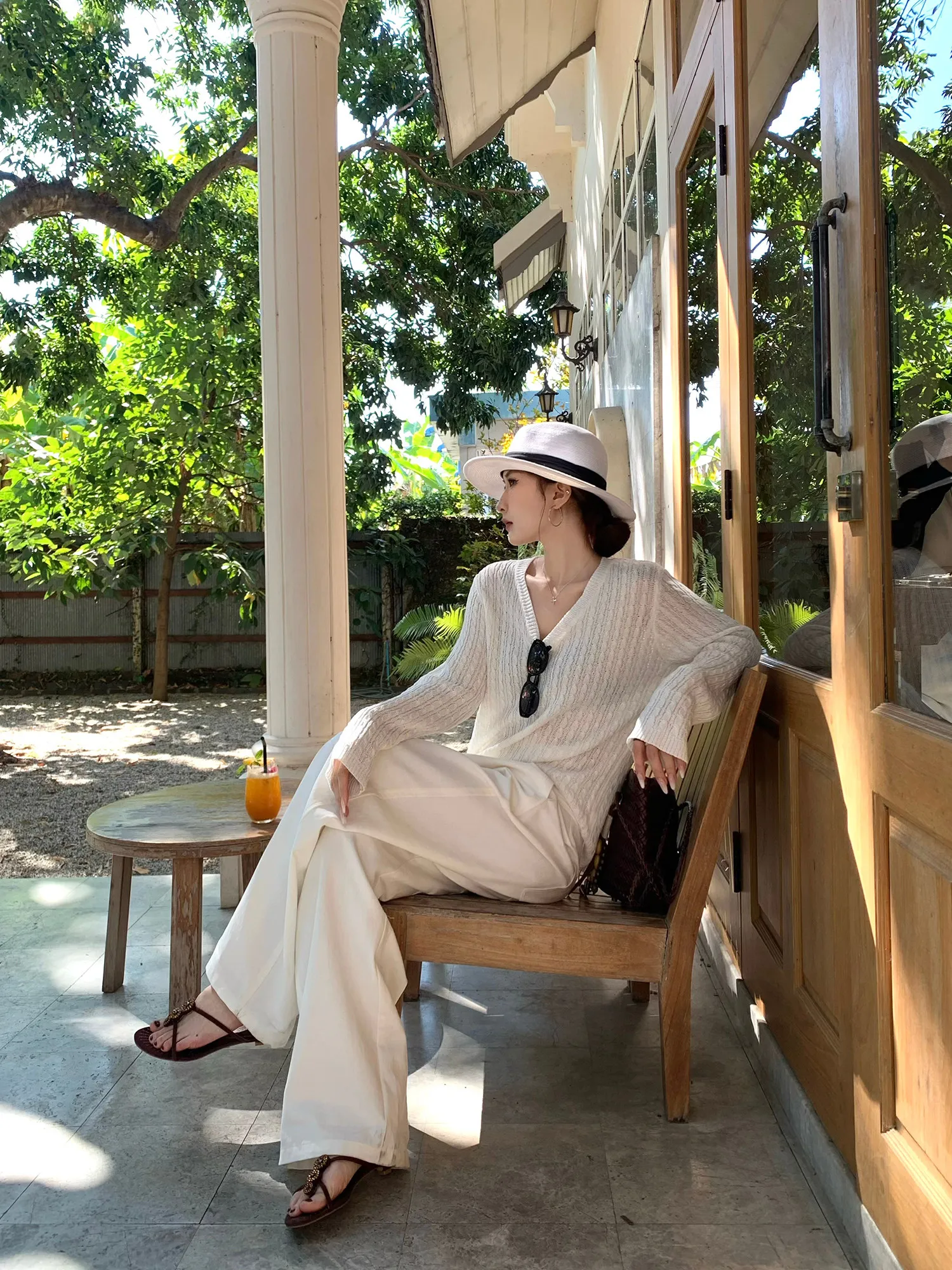 【FANGTING】Women's Summer White Casual Pants Simple Loose Wide Leg Trousers Luxury Drape Long Pants