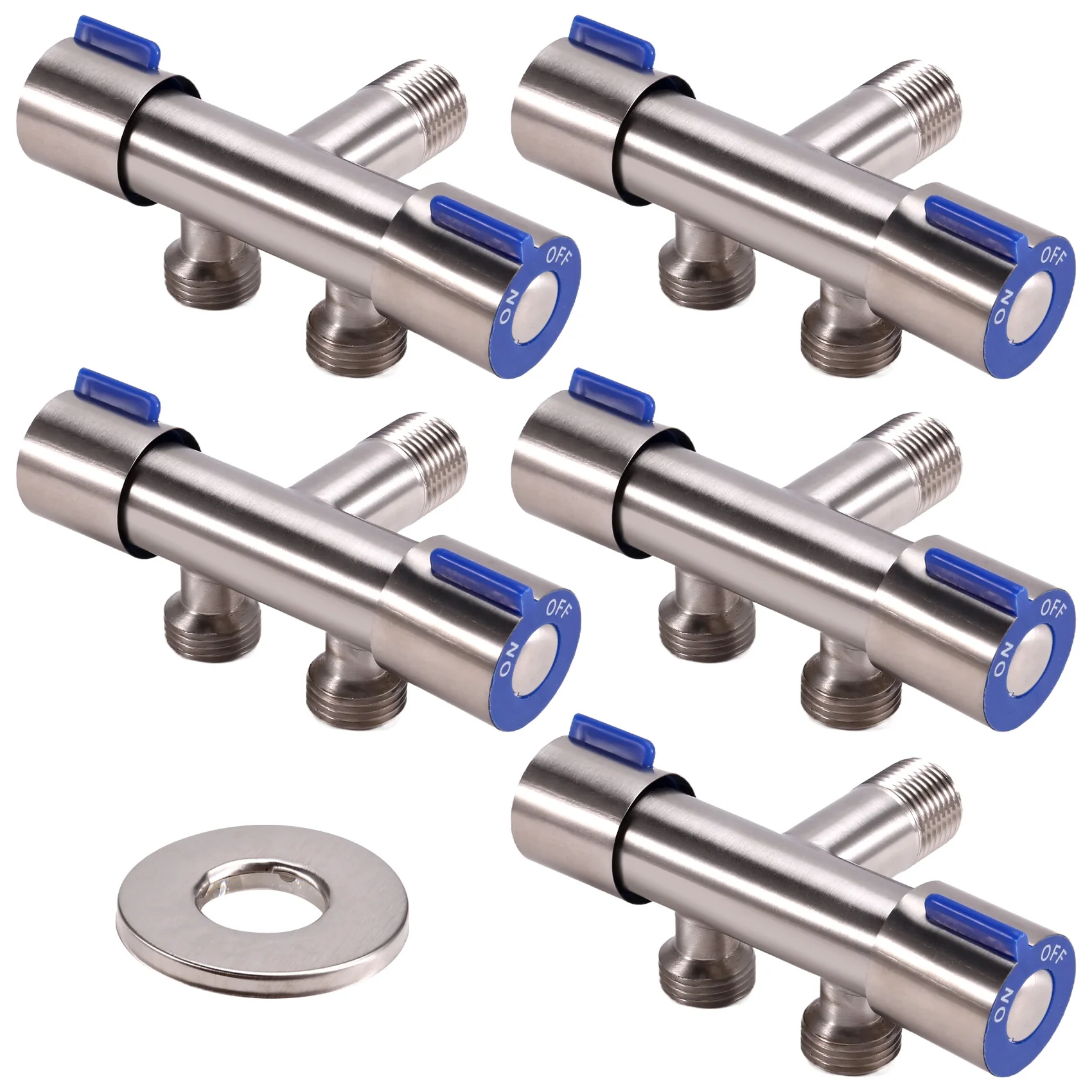 

J1UL1N 5PCS Dual Control 1 In 2 Out Bathroom Toilet Angle Valve Washing Machine Dual Water Bidet Angle Valve Faucet