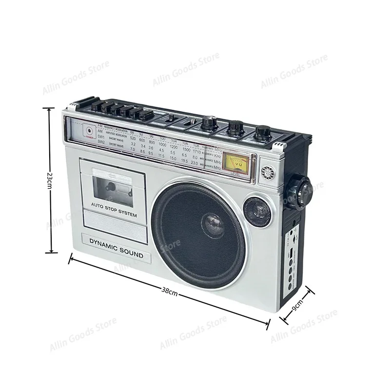 Cassette Playback Radio Cassette Recorder with USB TF Player and Bluetooth Wireles Speaker Tape Recorder, Large Volume Radio