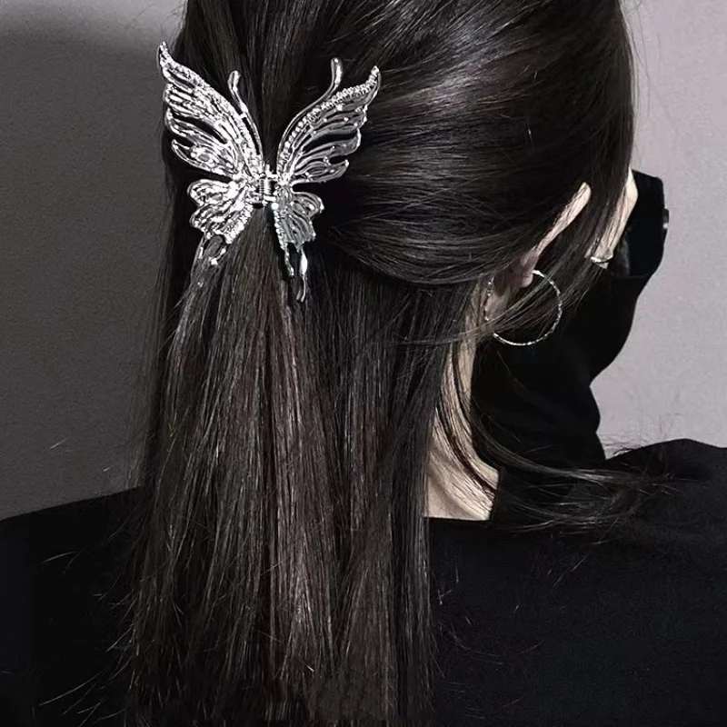 Metal Butterfly Large Grab Clip Female Summer Premium Feeling Back of Head Shark Clip Hair Clip High-end Exquisite Clip Headwear