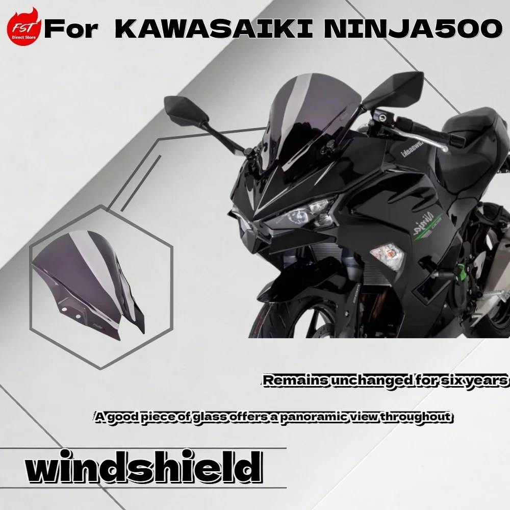

For K awasaki Ninja 500 Motorcycle Tall Racing Windshield Track Edition Front Windscreen Wind Deflector Fairing Modified Parts