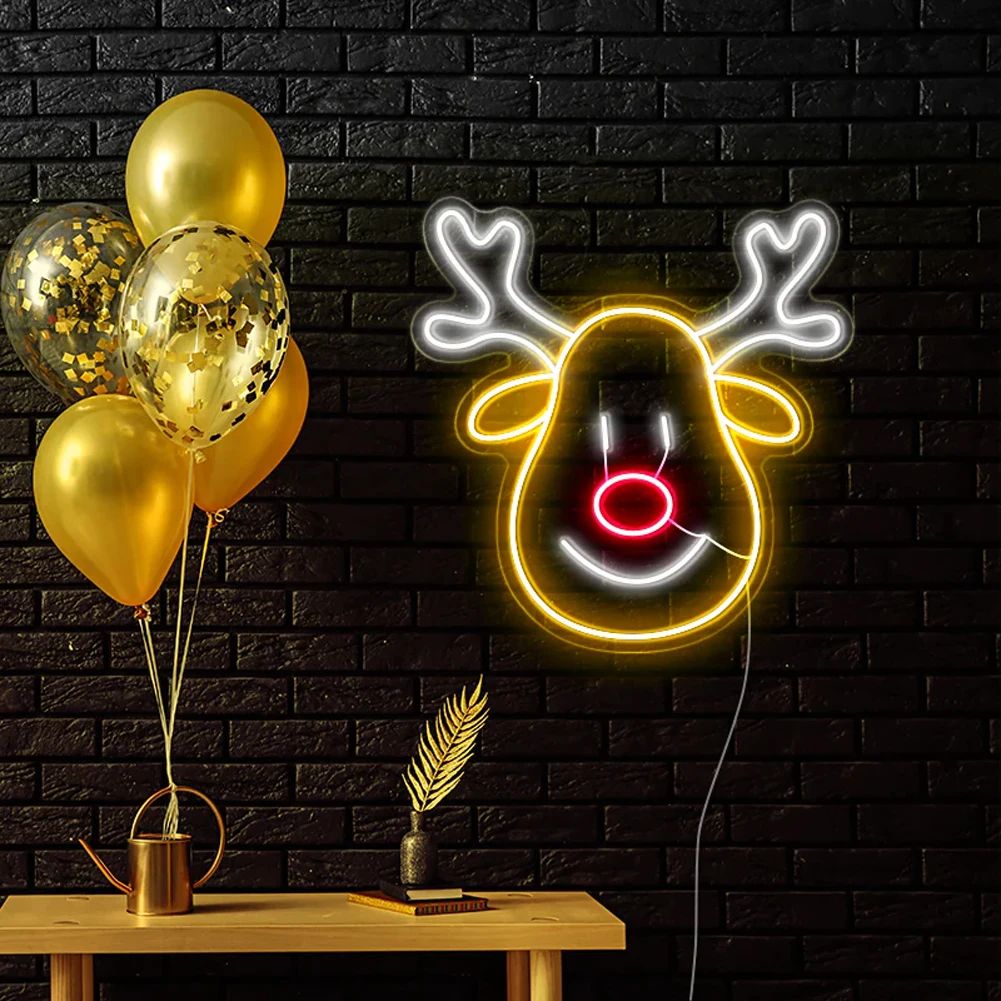 Kerstrendier neonbord, LED-muurkunst voor vakantie Nieuwjaar Decor USB-aangedreven kerstlicht voor woonkamer slaapkamer wintercadeau
