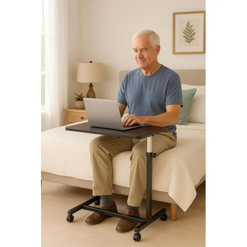 Adjustable Overbed Table on Wheels Height Adjustable from 30 to 42 H Base Rolling Bedside Table for Home Hospital Nursing Use