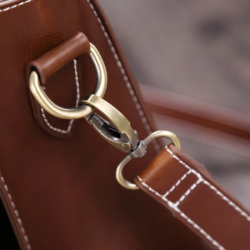 Valigetta in pelle PU borsa a tracolla da uomo borsa a tracolla orizzontale retrò borsa da lavoro da uomo con copertina ribaltabile