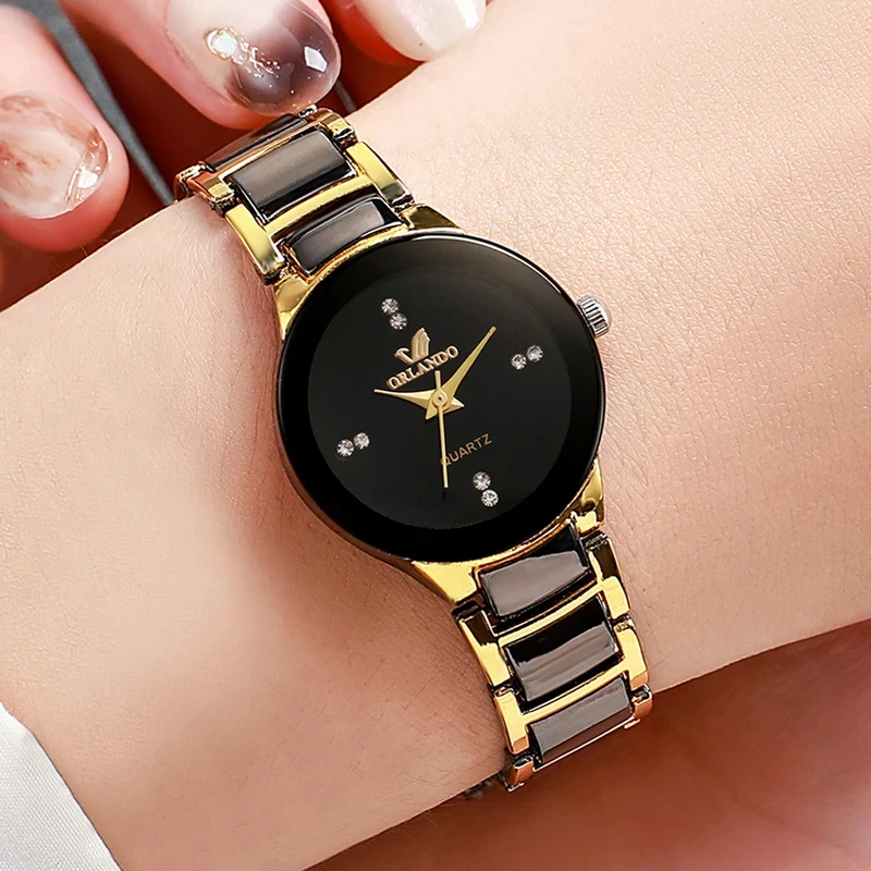 Fashion Generous Rhinestone Women's Watch Simple-scale Couple's Watch Trendy Business Men's British Style Quartz Wristwatch Gift