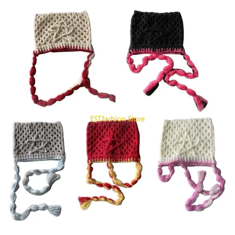 Y5GC الكبار متماسكة القط الأذن قبعة أفخم قبعة سميكة الجاكار نمط نجمة قبعة ملابس ركوب الدراجات