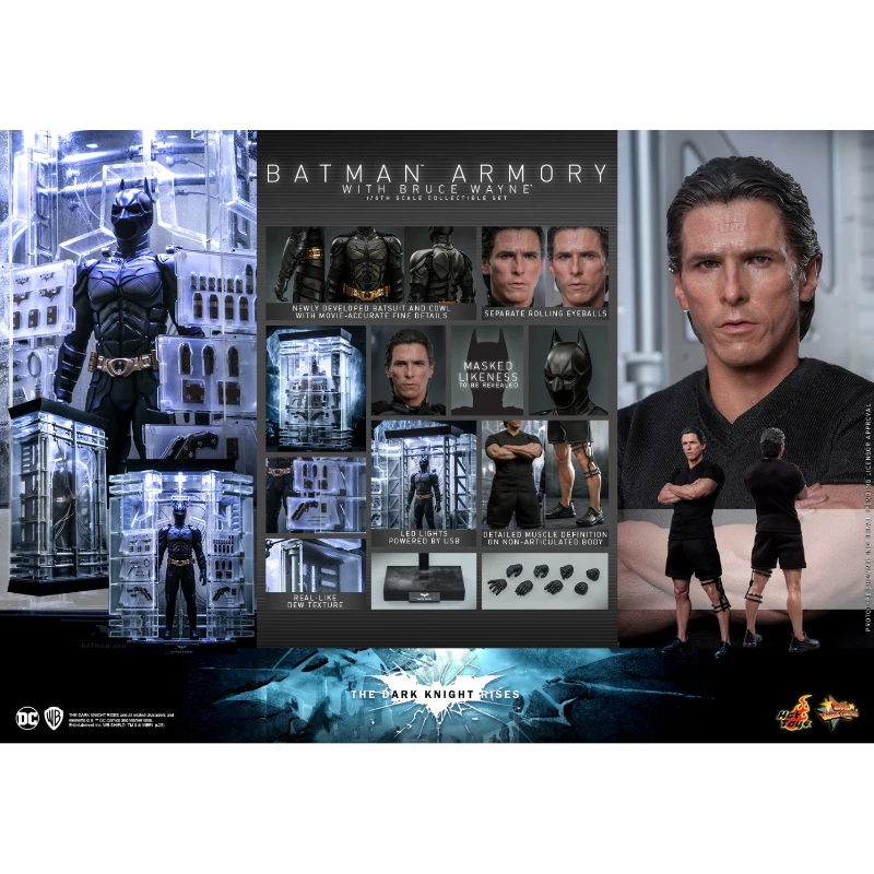 In Stock HotToys MMS702 Batman Armory with Bruce Wayne 1/6 Anime Action Figure Toy Gift Model Collection Hobby