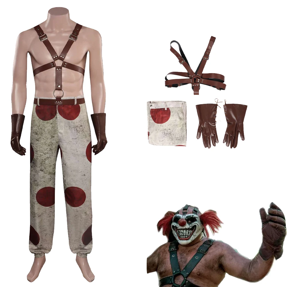 

Movie Twisted Cosplay Metal Sweet Tooth Cosplay Costume Pants Belt Gloves Men Clothing Outfits Halloween Carnival Role Play Suit