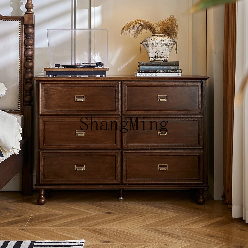 

ZYY light luxury retro style solid wood six-chest cabinet modern simple bedroom storage side cabinet