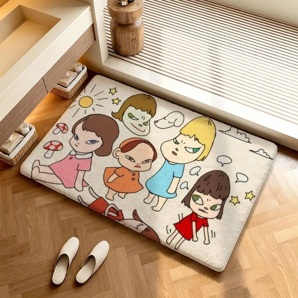 Cute Y-Yoshitomo Nara  Shower Room Absorbent Small Floor Mat Soft Comfortable Decorative Foot Mat