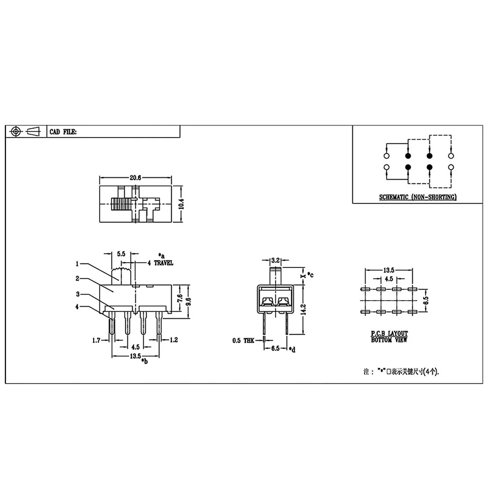 10 pz SS-23H20 interruttore a levetta 3 file 3A250V aspirapolvere coperta elettrica interruttore scorrevole asciugacapelli accessori pulsante interruttore