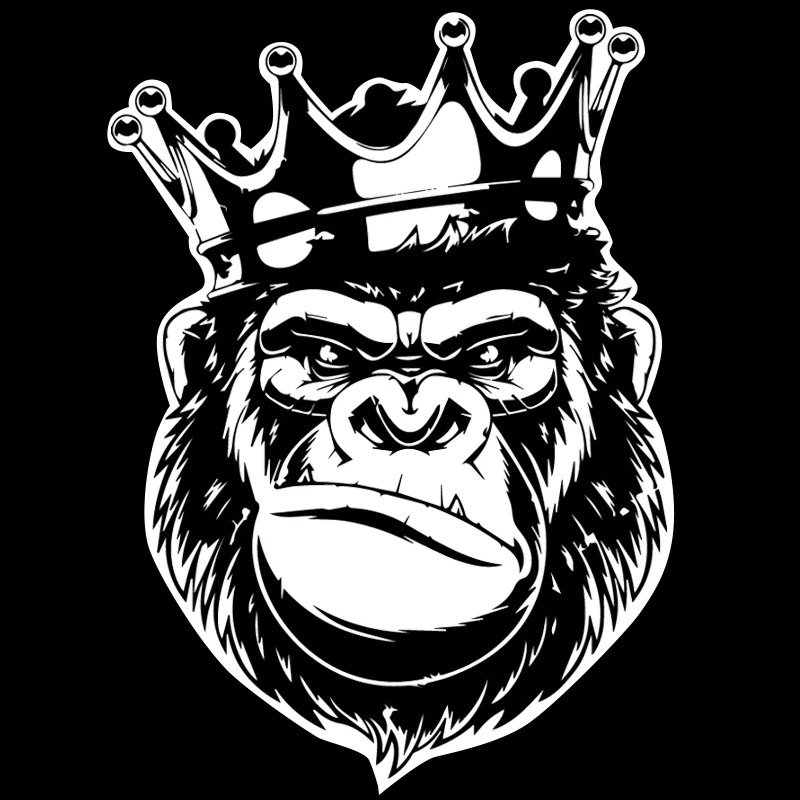 

41964# 13x18cm Gorilla with Crown Sticker Vinyl Decal Waterproof Auto Decors for Bumper Rear Window Laptop Motocycle Truck Van