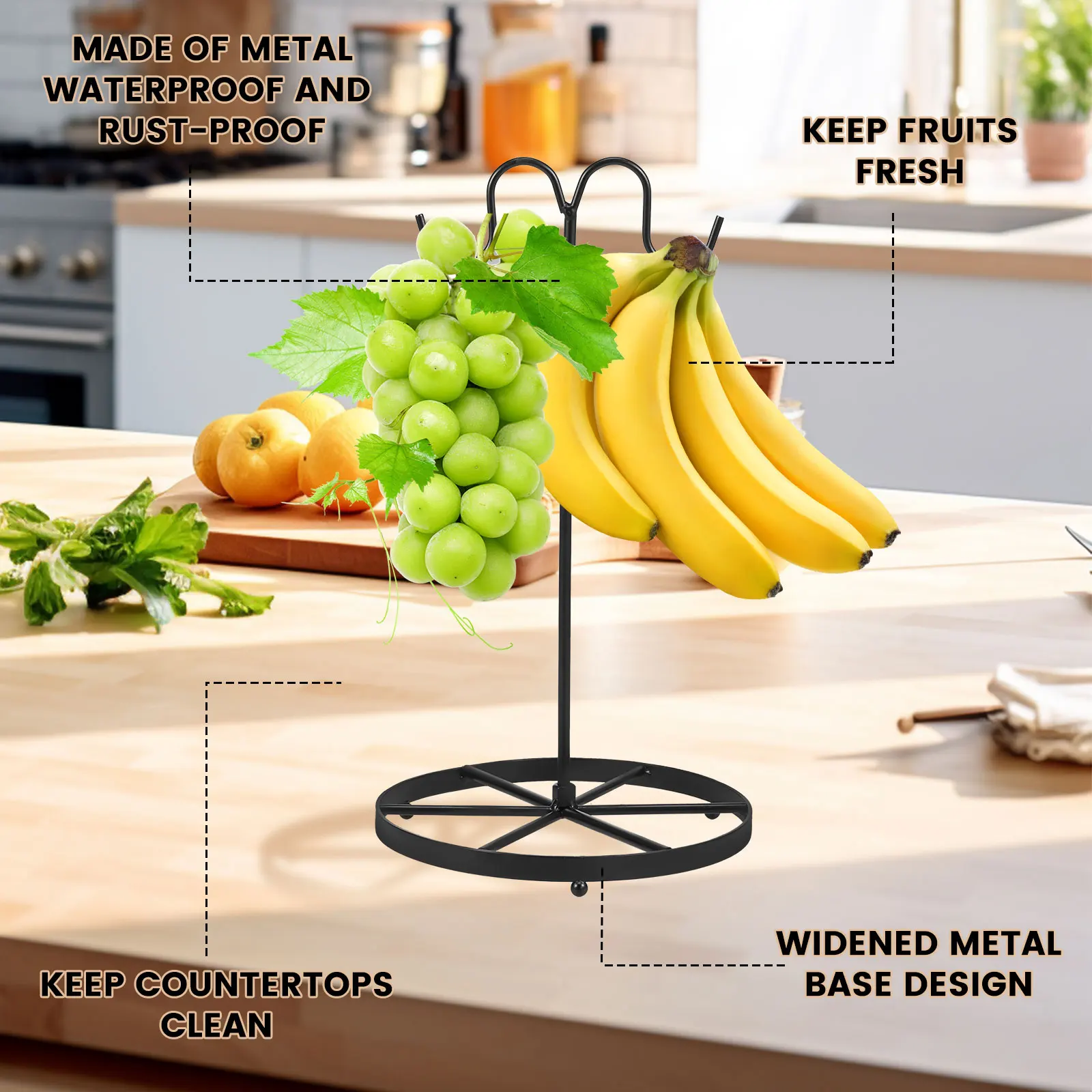 Banana Stand Fruit Hanging Display Stand With Hook Anti Rust Metal Countertop Fruit Stand Kitchen Micro Landscape Decoration