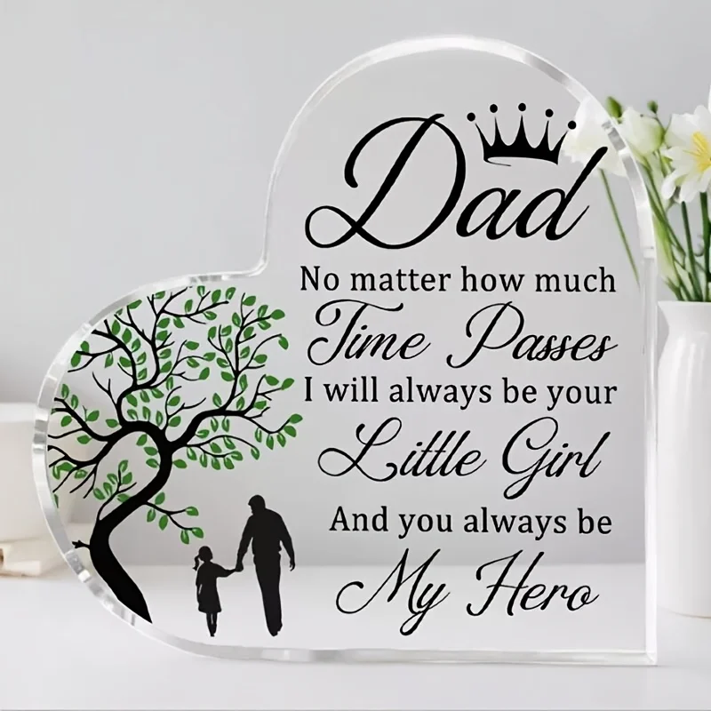 Dad Gifts From Daughter Heart Acrylic Plaque Fathers Day Gift Dad Birthday Gift