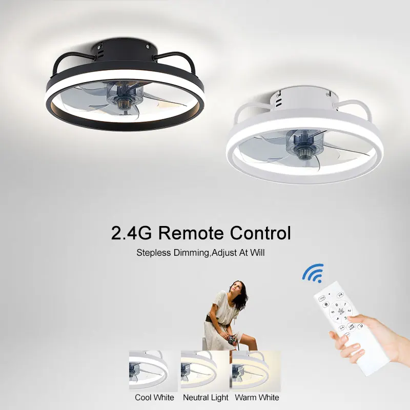 

50W 33CM Stepless Dimming LED Ceiling Fans Lighting for Bedroom Indoor Ceiling Fan with 2.4G Remote Control DC Motor AC85-265V