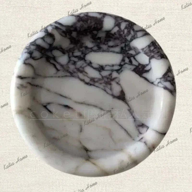 PG Bulgari marble tray - round - designed tabletop jewelry storage box - bathroom vanity item for display