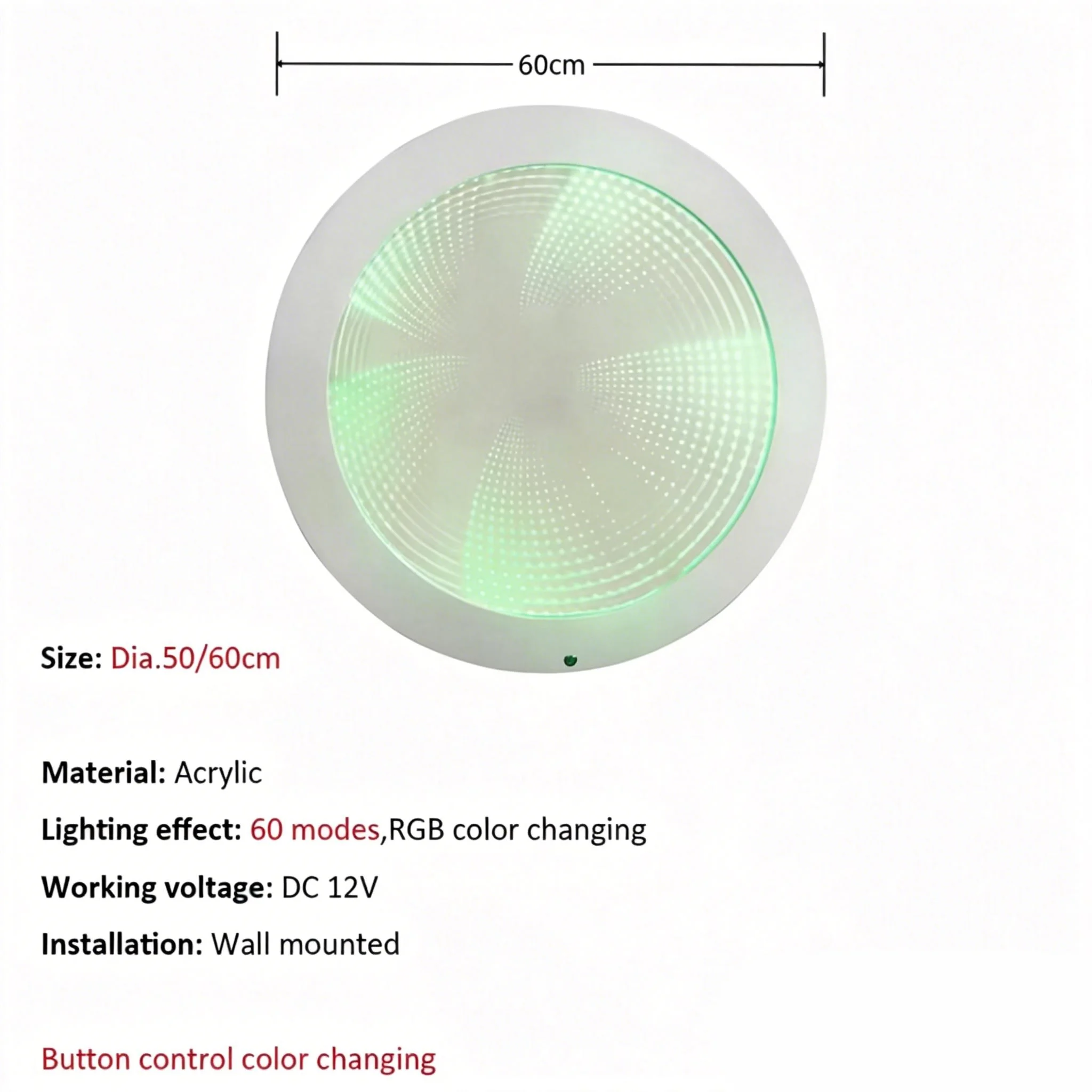Autism Sensory DIY Touch Control White LED Light Tunnel Wall Mounted 3D Infinity Mirror Visual Soothing Device (for Children)