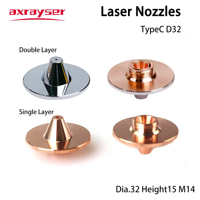 Raytools Bulge Laser Nozzles TypeC Single & Double Layer D32 H15 M14 Fiber Cutting Machine Bodor Hans HSG Head Parts Consumables