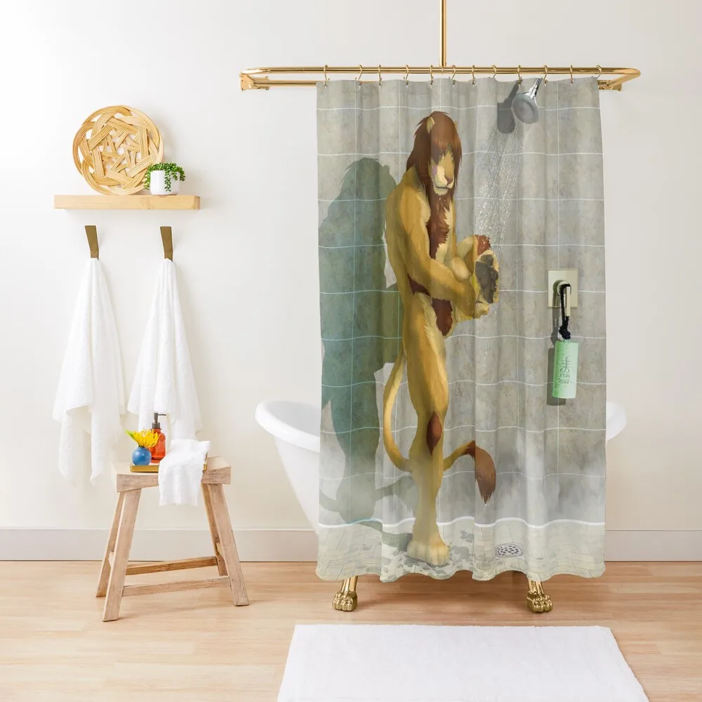 

Shower Buddy - Lion Shower Curtain Shower For Bathroom Modern Bathroom Accessories Anime Curtain