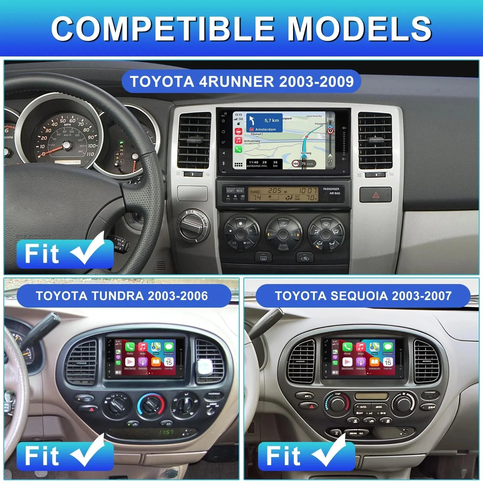 

7Inch Car Stereo Radio GPS Navigation for Car-Play Compatible for 4Runner 2003-2009 Android 13 Auto/4+64G+AHD Stereo