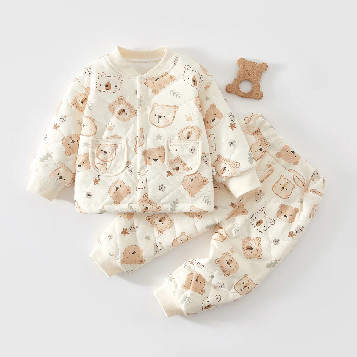 Baby Cotton-Padded Suit, Winter Two-Piece Set, Separate Thickened Pure Cotton Clothing for Boys and Girls, Autumn and Winter Home Wear