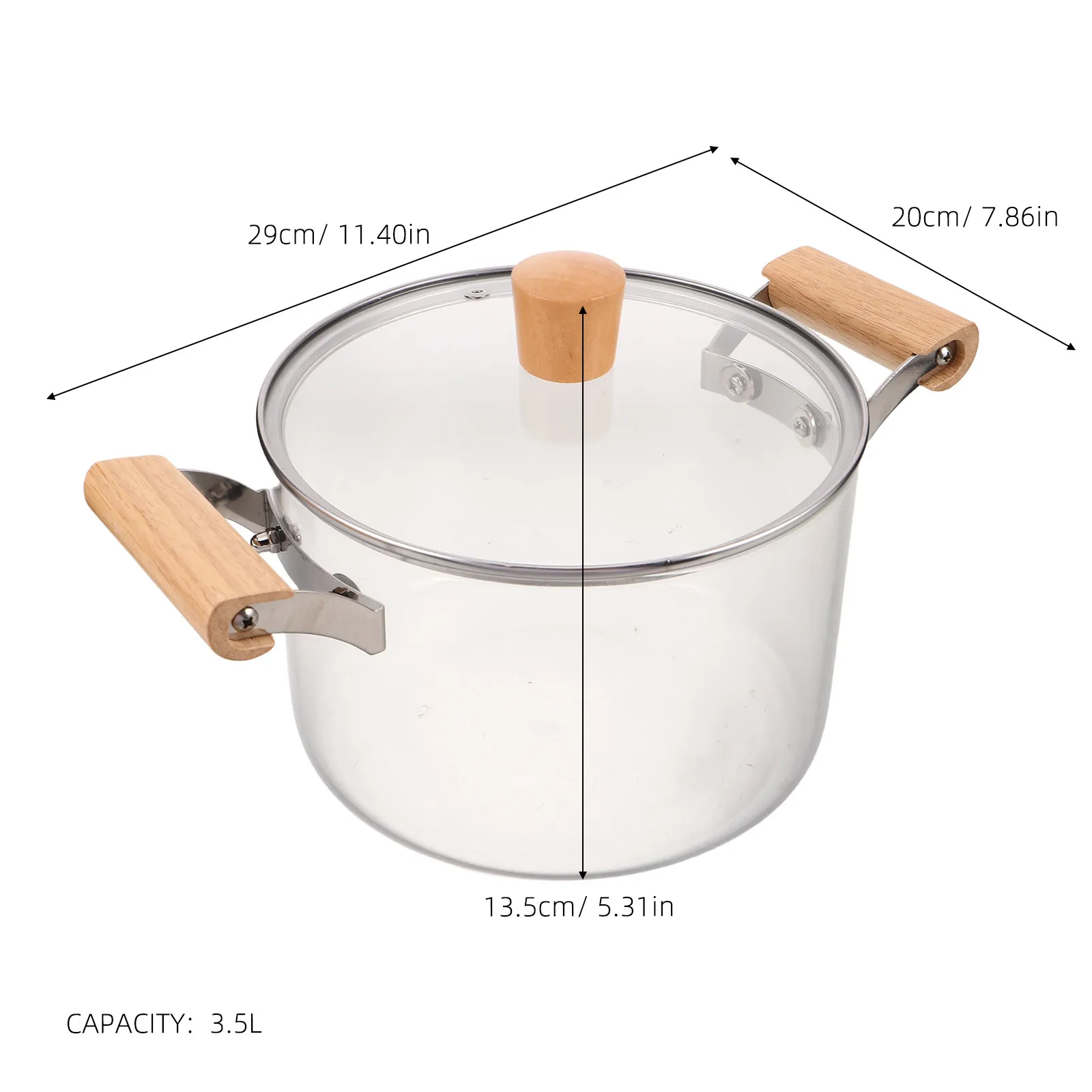 3.5L Borosilicate Glass Simmer Pot – Heat-Resistant Stovetop Soup & Stew Pot with Double Handles