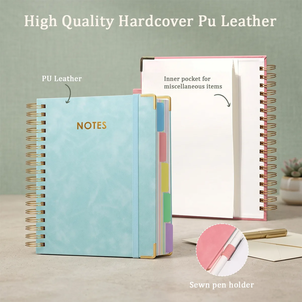 Student B5 Notebook Academical Journal Professional Hardcover Spiral Bound Note Pad for School Office Meeting Study Notes FL
