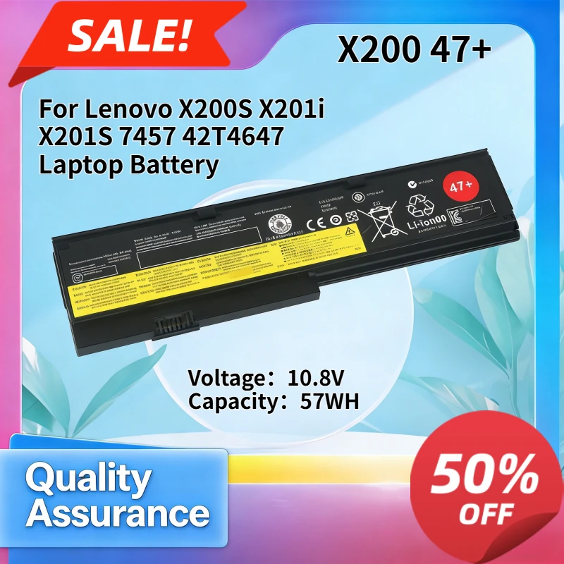 42T4647 47+ 57Wh High Quality Laptop Battery Compatible with Lenovo X200 X200S X201i X201S 7457