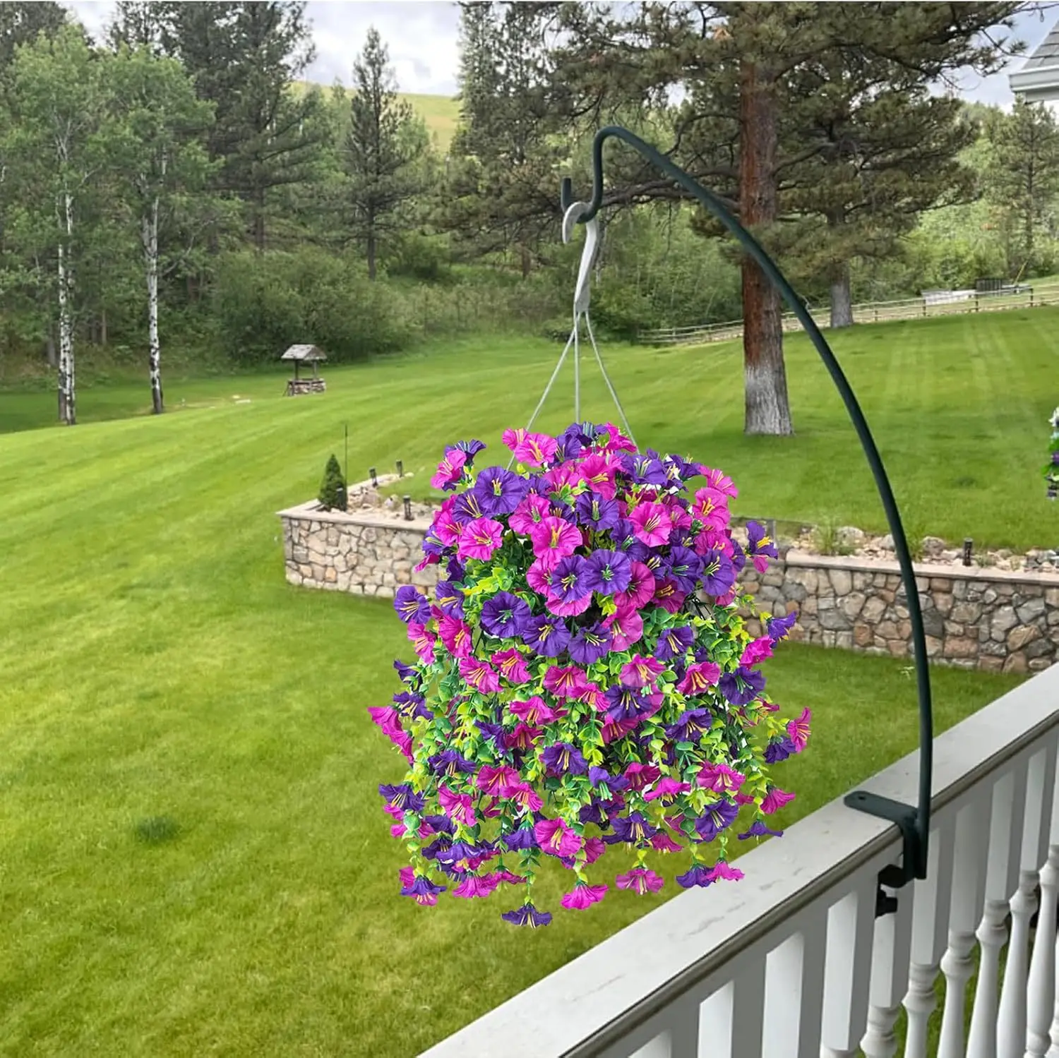 1pcs Artificial Morning Glory, Uv-Resistant Fake Hanging Flower with Eucalyptus Leaves for Home Garden Outdoor Plants Decoration - view 4