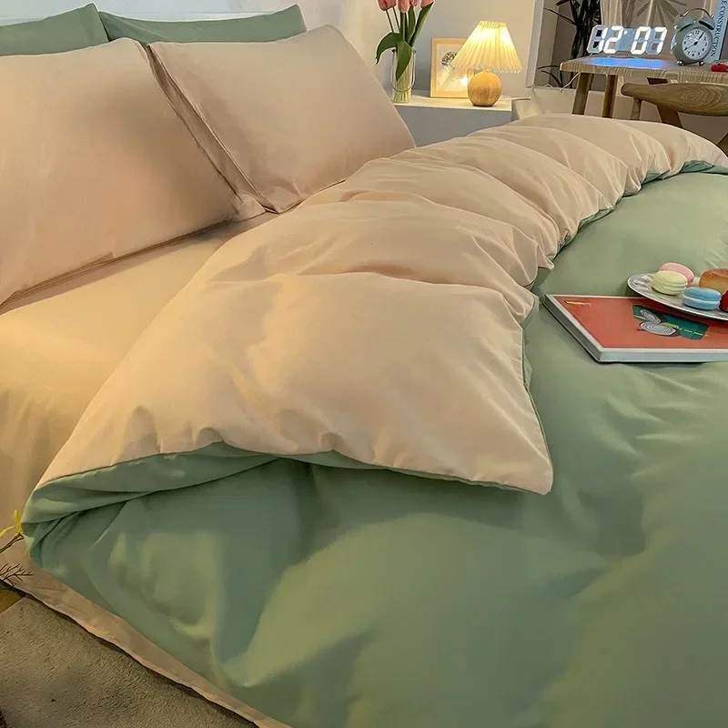 

Duvet Cover Four Size Anti-Mite Durable Comforter Cover Simple Durable Grey White Green (No Pillowcase) Bedding Decor양면 단색 이불 커버