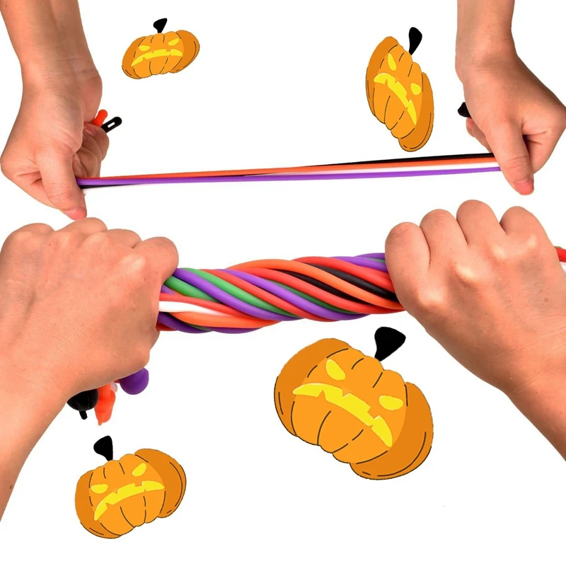 10/20pcs Soft Rubber Elastic Ropes Toy Gift Pumpkin Halloween Decoration Prop Trick Or Treat Children\'s Halloween Favor Kid Gift