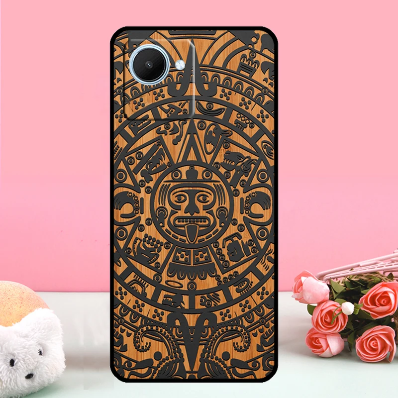 Mayan Calendar Wood Pattern For Realme GT 5 Pro GT3 Neo5 9 10 11 12 Pro Plus C25s C21Y C30 C31 C33 C51 C53 C55 C35 Case