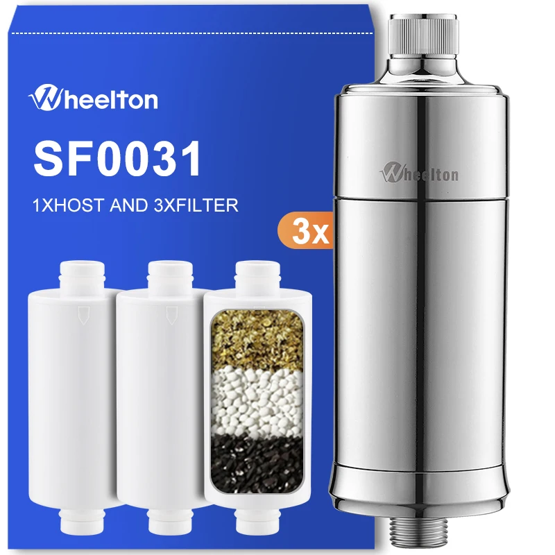 Filtro de água para chuveiro doméstico Wheelton - Filtro de água reduz o cloro e sedimentos de metais pesados melhora a coceira seca da pele e a perda de cabelo