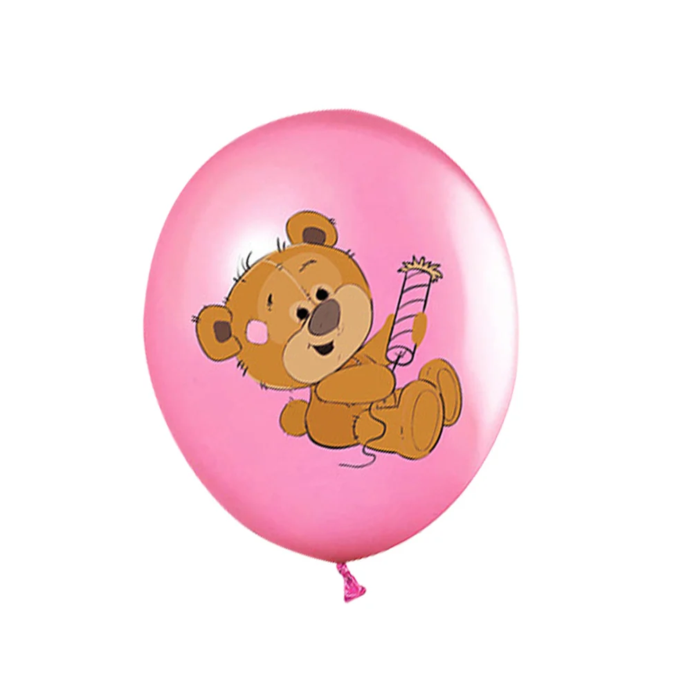 Ballon imprimé ours mignon, rose, blanc, ours en peluche, ballon en latex, baby shower, anniversaire, décoration de dessin animé garçon et fille, 12