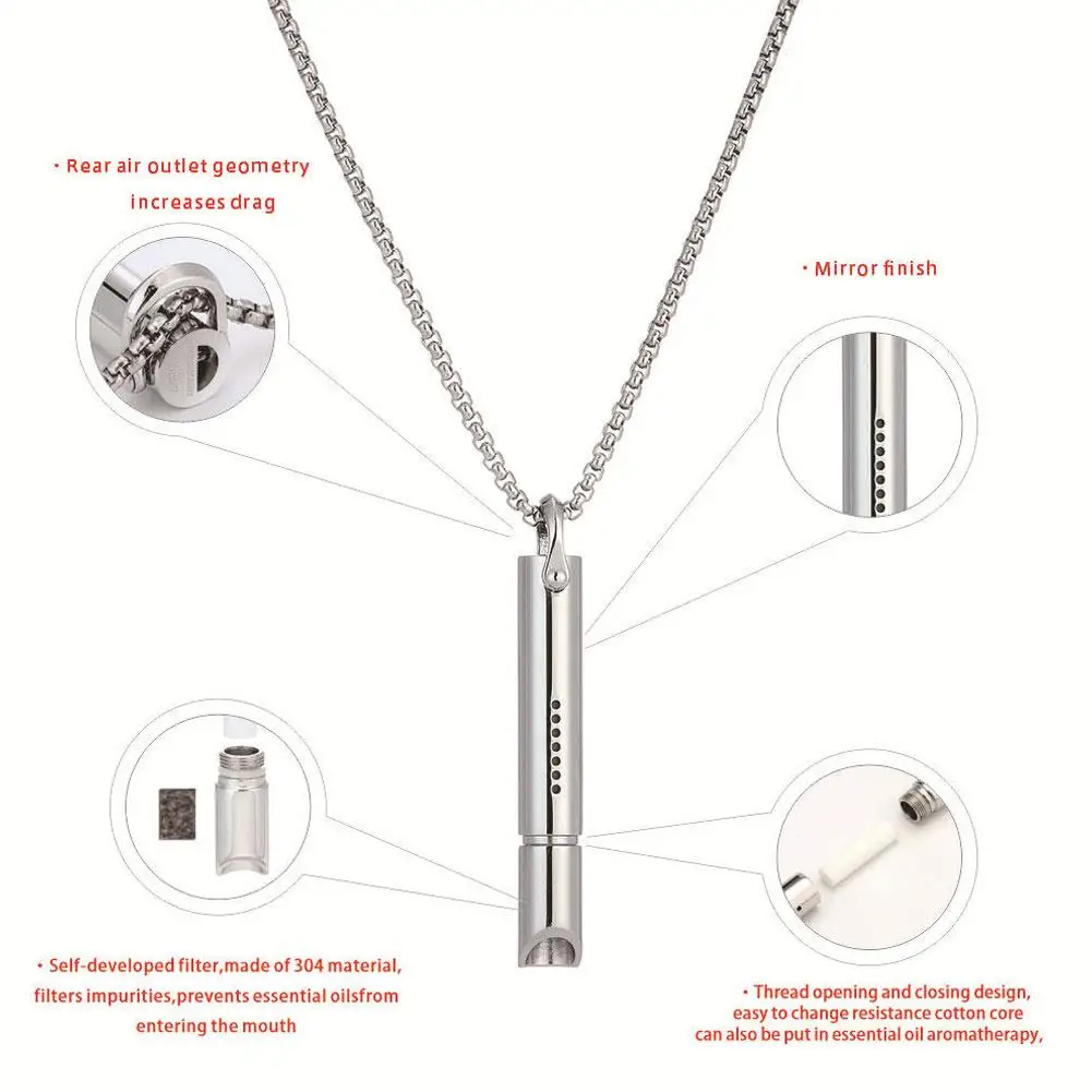 التأمل اليوغا قلادة التنفس المقاومة صافرة قلادة ينظم التنفس للتأمل الهدوء وتخفيف التوتر قابل للتعديل