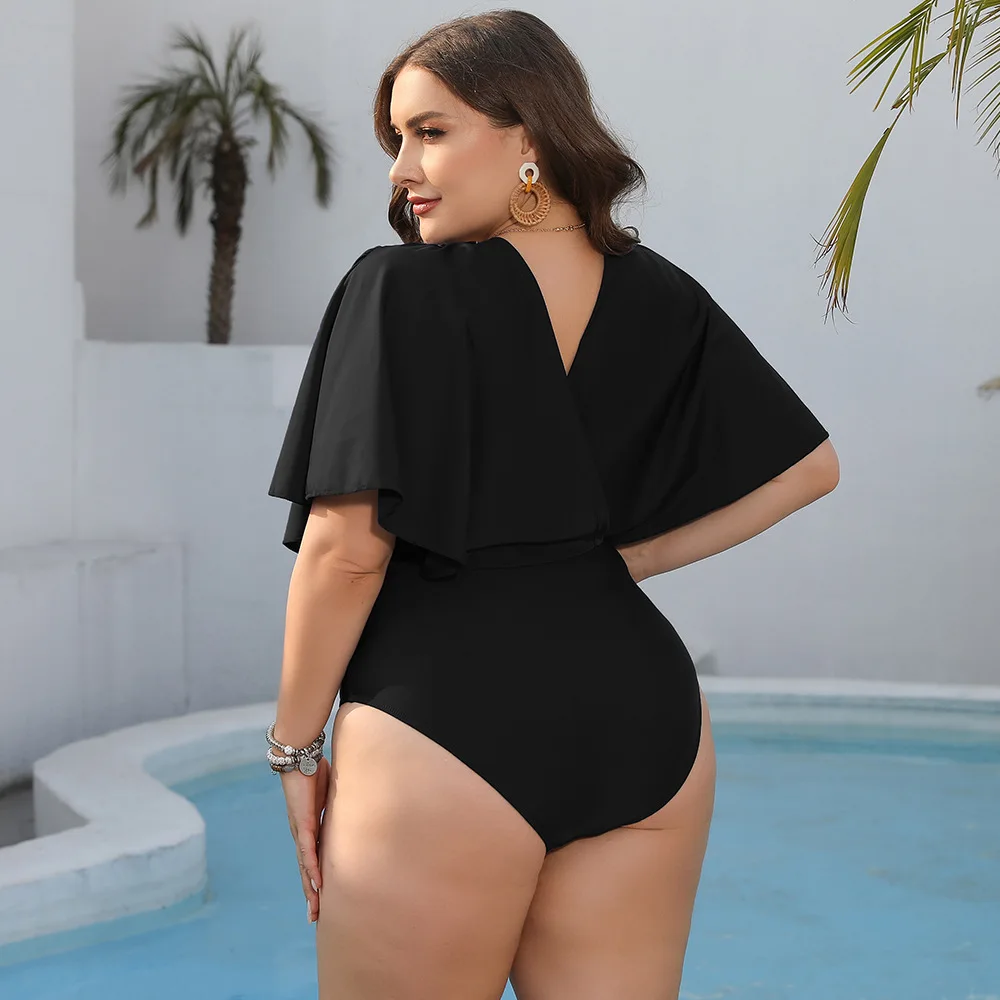 Maillot de bain une pièce pour femmes, grande taille, push-up, conservateur, élastique, trempé, solide, monokini, vêtements de plage, 2023