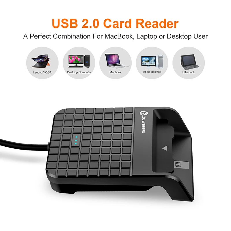 Original ZOWEETEK USB EMV Smart Card Reader For ID Card