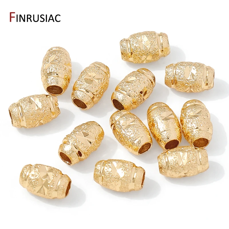 14K Gold Plated Brass Frosted Oval Melon Spacer Beads,Separators Beads For Bracelet Jewelry Making Supplies,DIY Accessories image 2