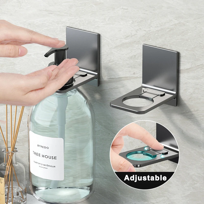 Aluminum Shower Gel Shelves Floating Wall Bottle Rack Adjustable Furniture Organizer Shampoo Hanger Hooks Soap Dispenser Holders