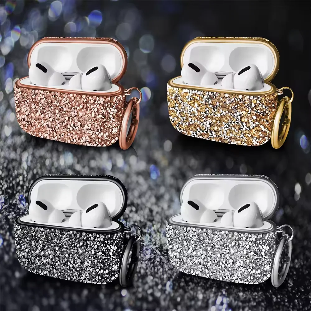 Für Apple Airpods 4 3 2 1 Pro Glitzer Strass Hülle Bling Diamond Harte Schutzhülle für Airpods Bluetooth Kopfhörer Tasche