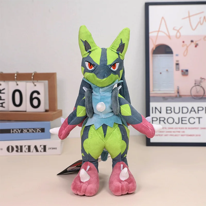 

27cm Lucario Pokemon Plush Toys Anime Doll Cartoon Heterochromatic Pokémon Plushie Kawaii Stuffed Gift for Kids Birthday Xmas