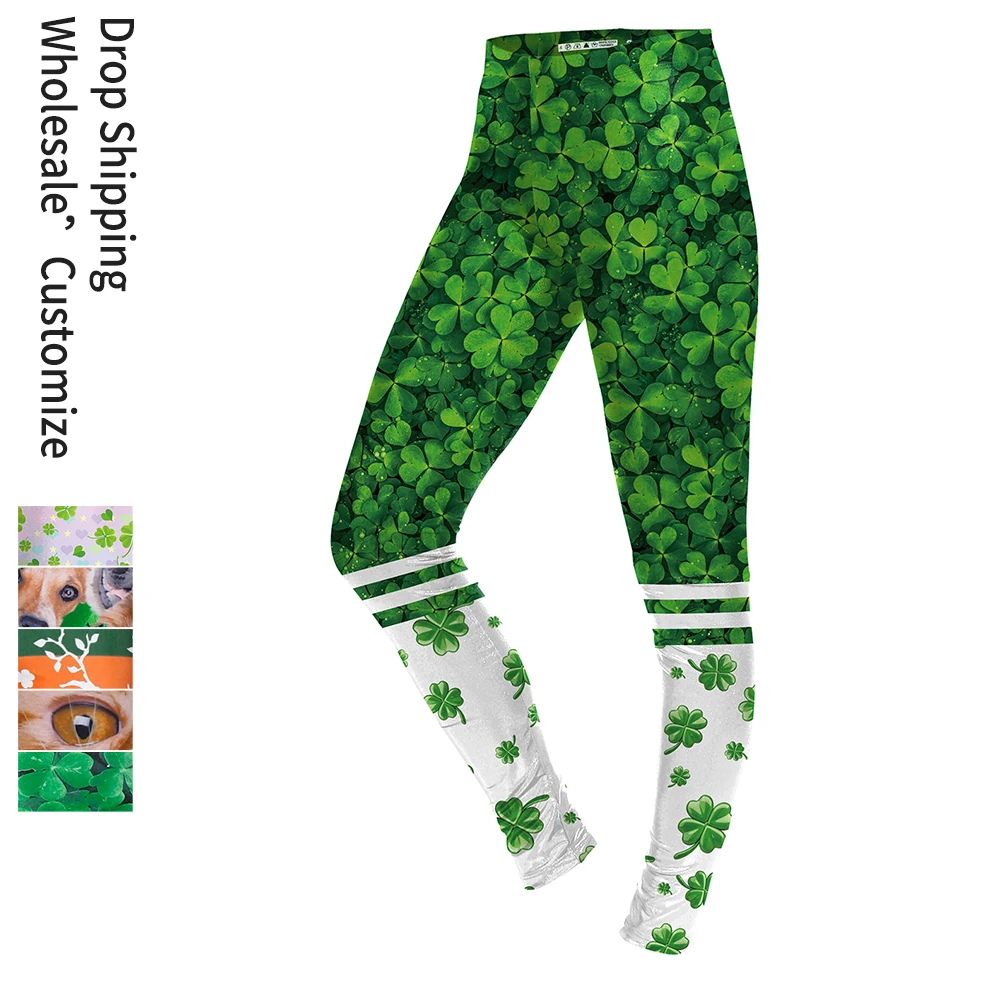 

Nadanbao Women's Leggings Autumn Winter St'patrick's Day 3D Print Skinny Pants High Waist Sexy Trousers