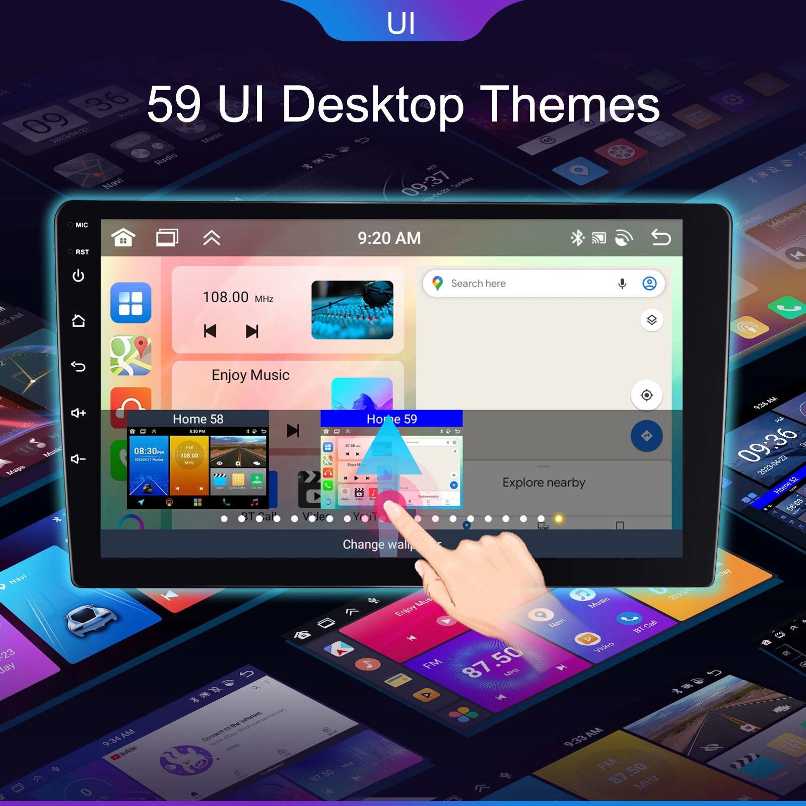 Podofo Android 4 + 64G 10,1'' 4 + 4Core Doppel Din Auto Stereo Drahtlose Carplay Wifi GPS BT FM RDS IPS Touchscreen Auto Radio