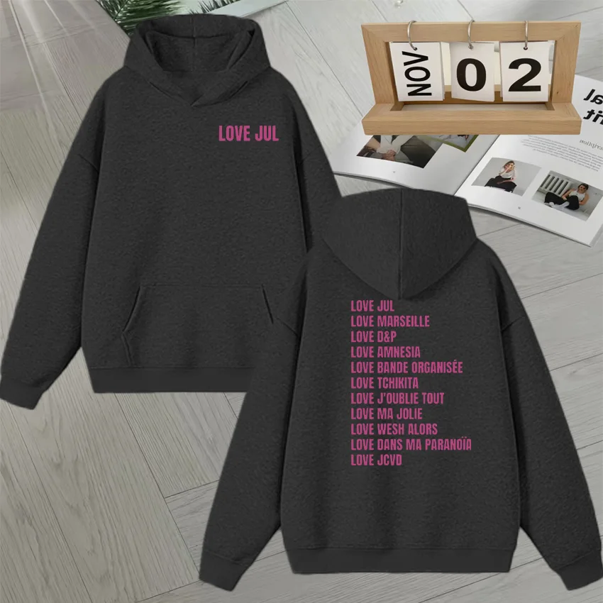 شعبية مغني الراب Jul Merch هوديس طويلة الأكمام الخريف الشتاء مزدوجة الوجهين طباعة البلوز الصوف harajuku خمر البلوز للجنسين #4
