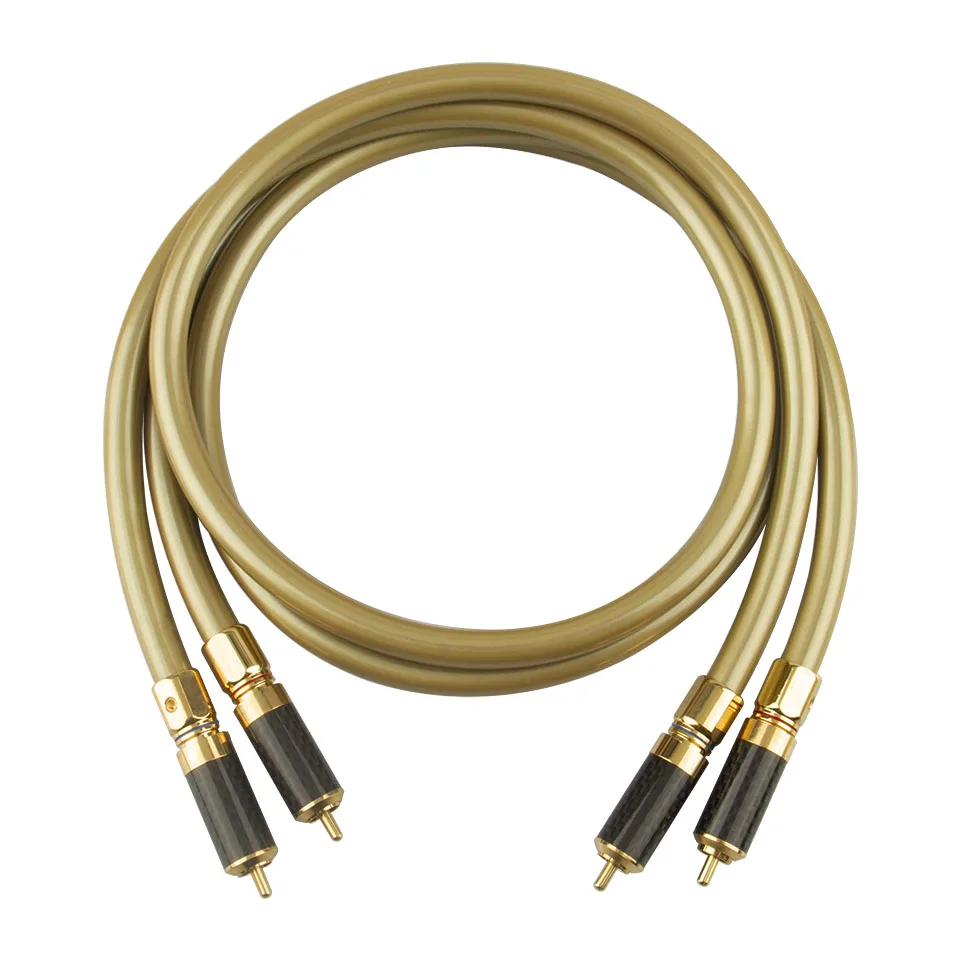 DIYLIVE 1 Paar Hochreines OFC-Kern RCA-Audiokabel 2RCA-Stecker mit Reinkupfer Vergoldeter Stecker für Verstärker - Meterware – Detail 9