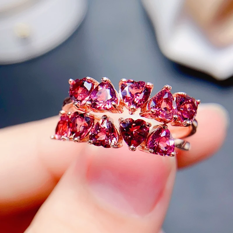 Natural Garnet ring for women silver 925 jewelry luxury gem stones 18k gold plated free shiping items Party Gift