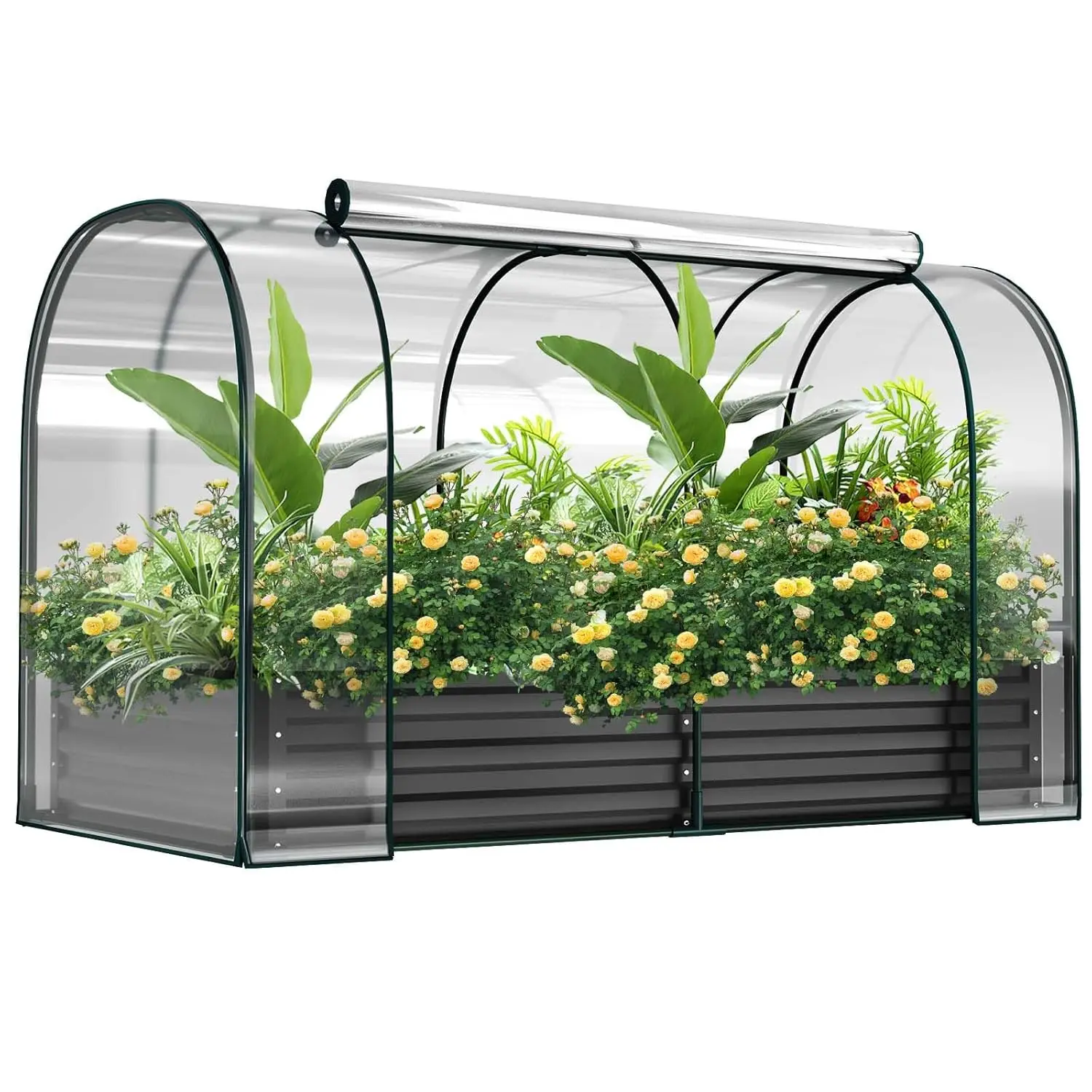 

Garden Bed PVC Cover 72.8x37.4x47.2in Roll-Up Window Bottomless Planter Mini Greenhouse Outdoor Vegetables Fruit Customized