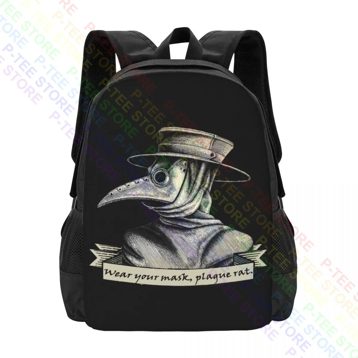 Plague Doctor Wear Your Mask Plague RatBackpack Large Capacity Vintage Shopping Bag